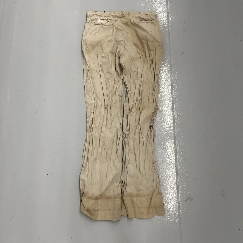 Vintage 50s Tom Long Tan Striped Cotton Trousers 29x32